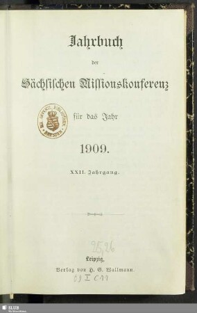 22.1909: Jahrbuch der Sächsischen Missionskonferenz : für d. Jahr ...