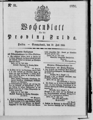 Nr. 31, Ausgabe vom 30. Juli 1836