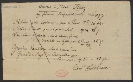 Bestellungen von "Oeuvres d'Henri Herz"