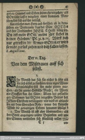 Der 11. Tag. Von dem Mißtrauen auff sich selbst
