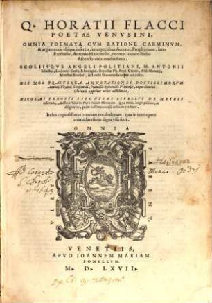 Omnia Poemata ... : cum Commentariis