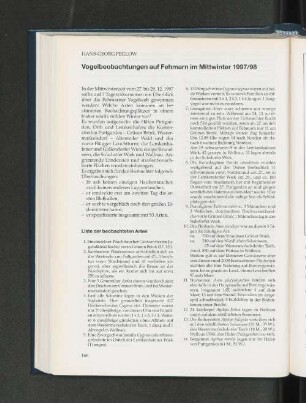 Liste der beobachteten Arten