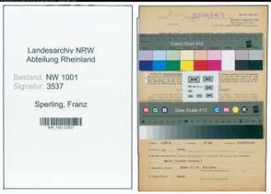 Entnazifizierung Franz Sperling, geb. 02.04.1896 (Schleusenwaerter)