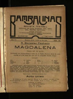 Magdalena : pieza en un acto