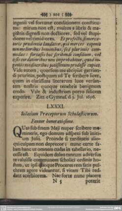 LXXXI. Solatium Praeceptorum Scholasticorum