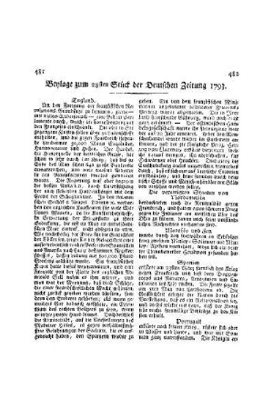 Beylage zum 28ten Stück der Deutschen Zeituntg 1793