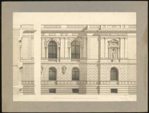 Kunstakademie: Fassade Teilansicht und Schnitt 1:50