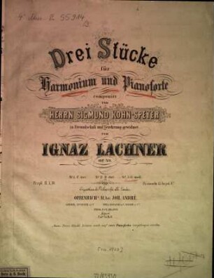 Drei Stücke für Harmonium und Pianoforte : op. 59