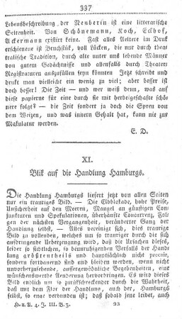 IXI. Blik auf die Handlung Hamburgs.