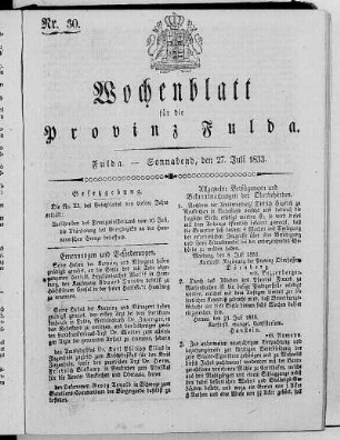 Nr. 30, Ausgabe vom 27. Juli 1833
