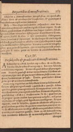 Cap. IV. De subjecto et praedicato demonstrationis.