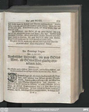 Am Sonntage Rogate. Jac. 1, 22-27. Apostolischer Unterricht, wie man Gottes Wort, als Gottes Wort gläubig anzunehmen habe.