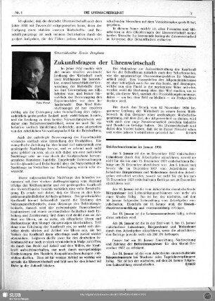 Zukunftsfragen der Uhrenwirtschaft
