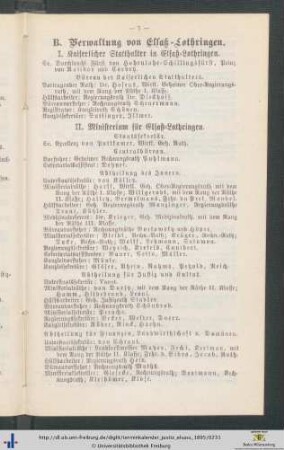 I. Kaiserliche Statthalter in Elsaß-Lothringen.