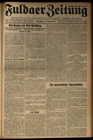 Ausgabe vom Samstag, den 17. Januar 1931.