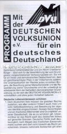 Programm der DVU für den Bundestagswahlkampf 1998