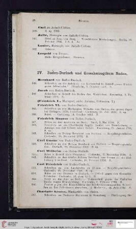IV. Baden-Durlach und Grossherzogthum Baden (Nr. 343 - 383)