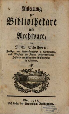 Anleitung für Bibliothekare und Archivare, 1