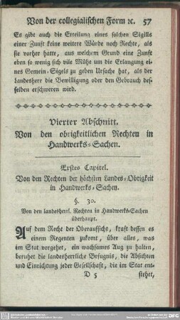 Vierter Abschnitt. Von den obrigkeitlichen Rechten in Handwerks-Sachen