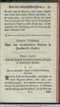 Vierter Abschnitt. Von den obrigkeitlichen Rechten in Handwerks-Sachen