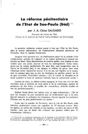 309-317, La réforme pénitentiaire de l'État de Sao-Paolo (Brésil)