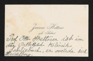 Brief von Jeanne Hettner an Gerhart Hauptmann