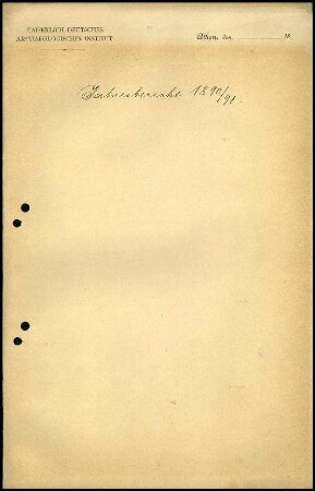 Jahresbericht der Zweiganstalt Athen für das Jahr 1890/1891