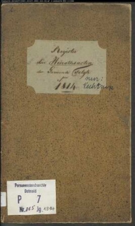 Zivilstandsregister von Vechtrup (H 1814). (Gemeinde: Vechtrup, Kreis Münster)