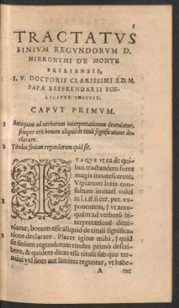 Tractatus Finium Regundorum ...