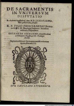 De Sacramentis In Vniversvm Dispvtatio