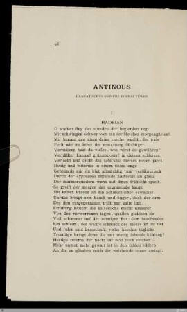 Antinous : dramatisches Gedicht in drei Teilen / Friedrich Gundolf