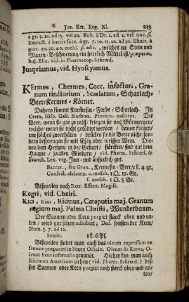 KErmes, [...] Scharlach-Beer [...] – Lyncis Lapis [...]