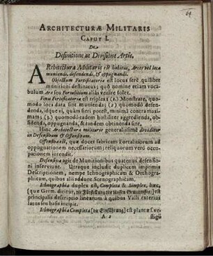 Caput I. De Definitione ac Divisione Artis.