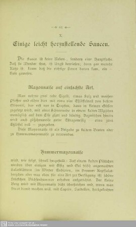 X. Einige leicht herzustellende Saucen