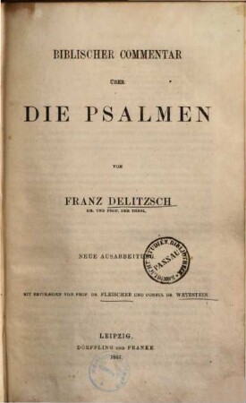 Biblischer Commentar über die Psalmen