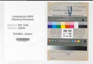 Entnazifizierung Johann Scheffen , geb. 04.01.1894 (Werkmeister)