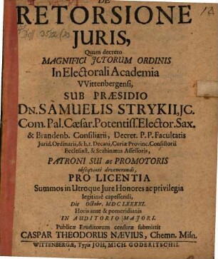 Disputatio inauguralis de retorsione iuris
