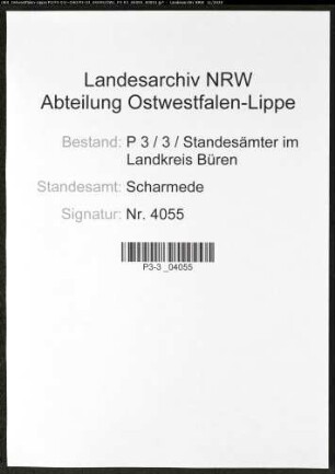 Sterberegister Standesamt Scharmede