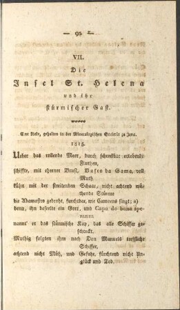 VII. Die Insel St. Helena und ihr stürmischer Gast.