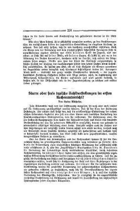 Starre oder freie typische Zahldarstellung im ersten Rechenunterricht?