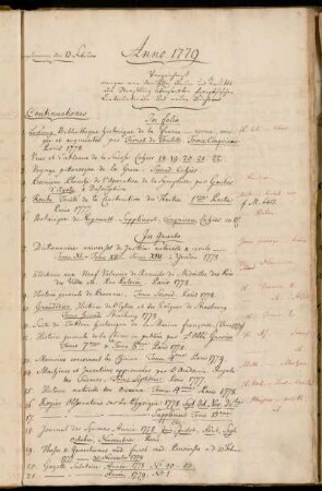 Verzeichniß einiger von den Hhn. Bauer und Treuttel aus Straßburg übersandten französischen Continuationen und neuen Bücher.