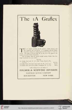 Folmer & Schwing Division, Eastman Kodak Company [1A Graflex Camera]