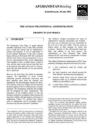 The Afghan transitional administration: prospects and perils