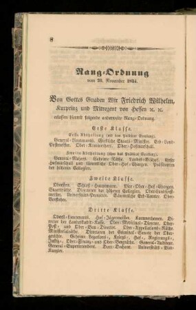 Rang=Ordnung vom 26. November 1834.