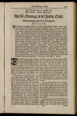 Am III. Sonntage in der Fasten, Oculi