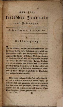 Revision kritischer Journale und gelehrter Zeitungen, 1,1. 1794