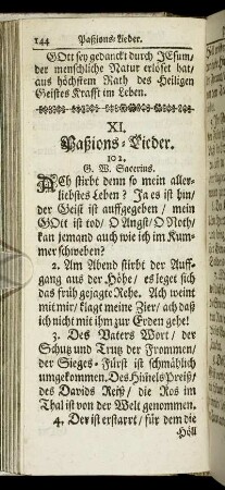 XI. Paßions-Lieder.