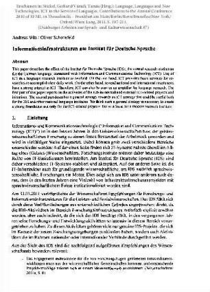 Informationsinfrastrukturen am Institut für Deutsche Sprache