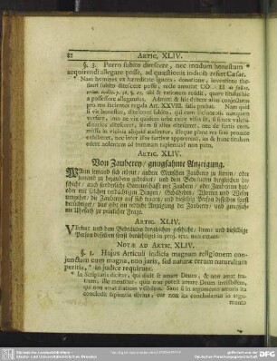 Artic. XLIV. Von Zauberey, gnugsame Anzeigung