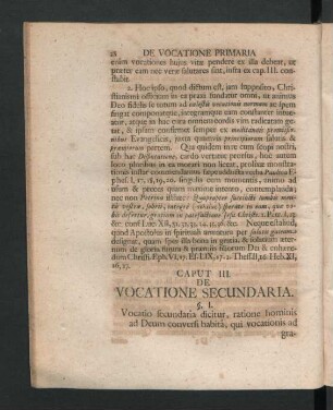 Caput III. De Vocatione Secundaria.